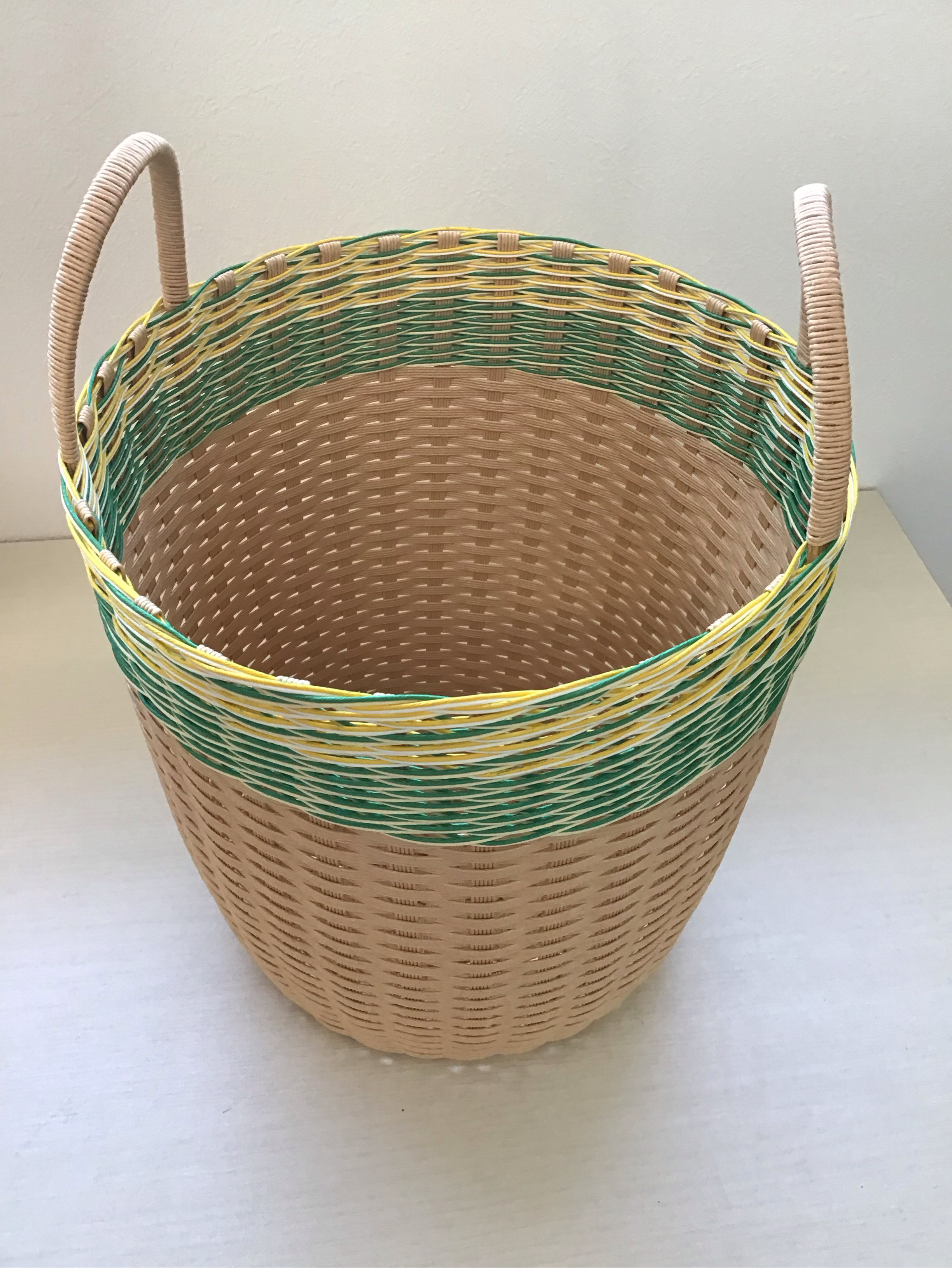 収納かご　黄色×緑