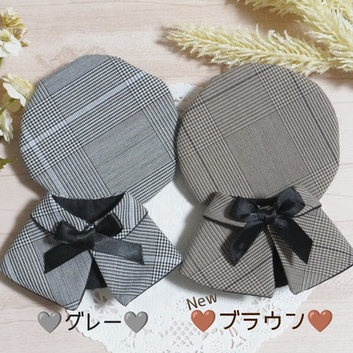 10cm〜12cmぬい服 グレンチェックケープ(ベレー帽追加可能) ぬいぐるみ