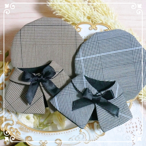 10cm〜12cmぬい服 グレンチェックケープ(ベレー帽追加可能) ぬいぐるみ