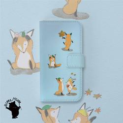 キツネの手帳型スマホケース ほぼ全機種対応 1枚目の画像