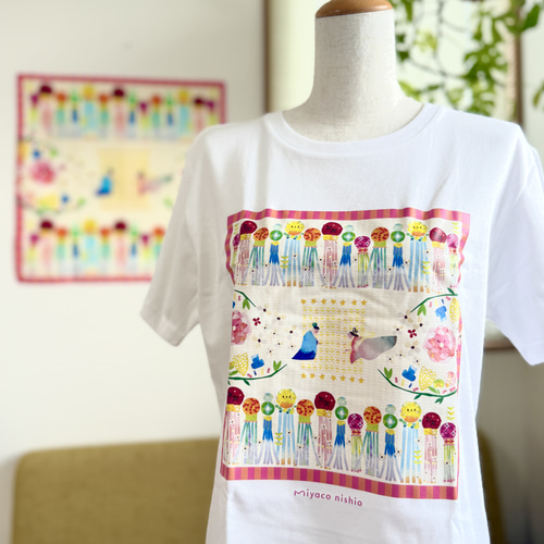 水彩画を着る Tシャツ「仙台七夕」 Tシャツ miyaco nishio 通販