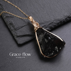 オレゴンサンストーン 原石 鉱物 ワイヤーラッピング ネックレス 14kgf