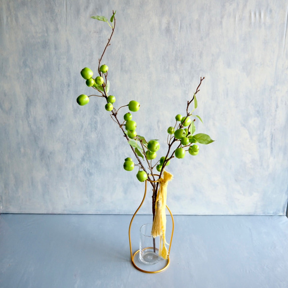 【クラブグリーンアップル】｜アーティフィシャルフラワー 花瓶アレンジ| 秋｜ギフト・インテリア雑貨 1枚目の画像