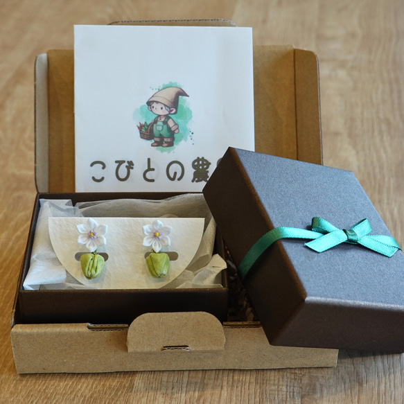つまみ細工「ピーマンのピアス・イヤリング」～にしみのおやさいクレヨン～ 5枚目の画像