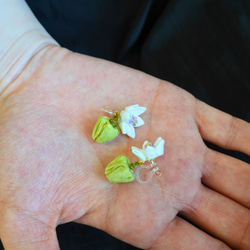 つまみ細工「ピーマンのピアス・イヤリング」～にしみのおやさいクレヨン～ 7枚目の画像