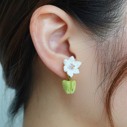 つまみ細工「ピーマンのピアス・イヤリング」～にしみのおやさいクレヨン～ 6枚目の画像