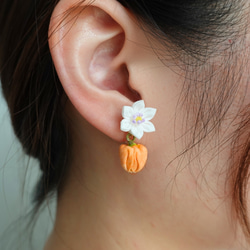 つまみ細工「パプリカのピアス・イヤリング」～にしみのおやさいクレヨン～ 2枚目の画像