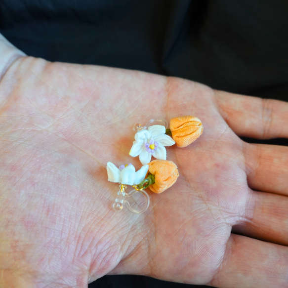 つまみ細工「パプリカのピアス・イヤリング」～にしみのおやさいクレヨン～ 7枚目の画像