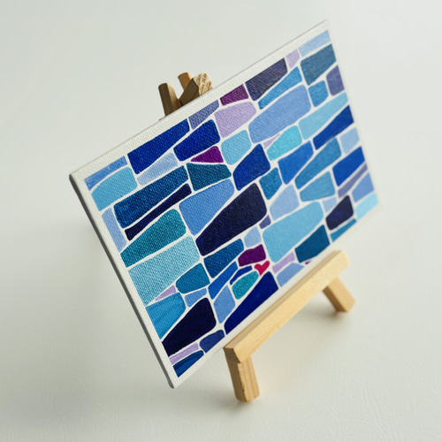 ハガキサイズ】モザイクアート ブルー系 キャンバスアート カラフル