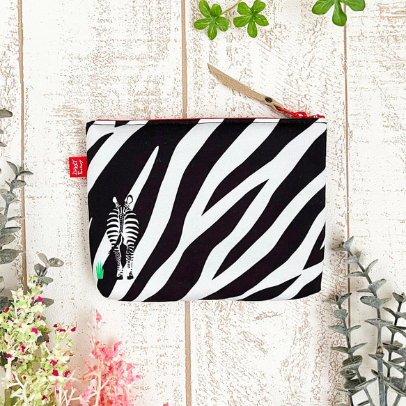 《送料無料》ふんわりミニポーチ ゼブラ柄LGL 2枚目の画像