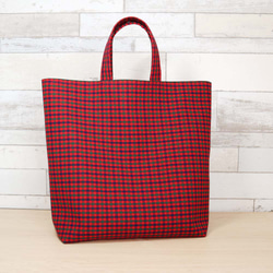 ファミリア風 赤チェック マチあり レッスンバッグ お稽古バッグ