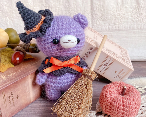 【未仕立て】九寸名古屋帯　刺繍アップリケ　魔女の帽子　コウモリと月　ハロウィン ハロウィン 黒猫 魔女帽子 コウモリマント オーナメント 置物 雑貨
