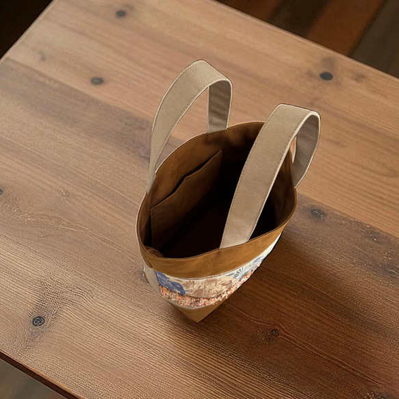 インドゾウ/インド刺繍×キラキラツイード×帆布/トートバッグ 10枚目の画像