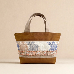 インドゾウ/インド刺繍×キラキラツイード×帆布/トートバッグ 1枚目の画像