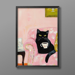 絵画。原画【夏が来ました。 猫ちゃんたちはスイカを食べる】 絵画。原画【夏が来ました。 猫ちゃんたちはスイカを食べる