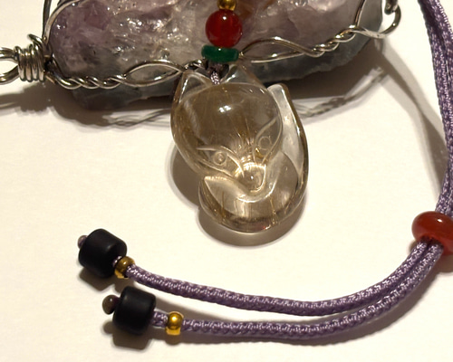 九尾のキツネルチルクォーツネックレス！ゴールドルチルと九尾のキツネ