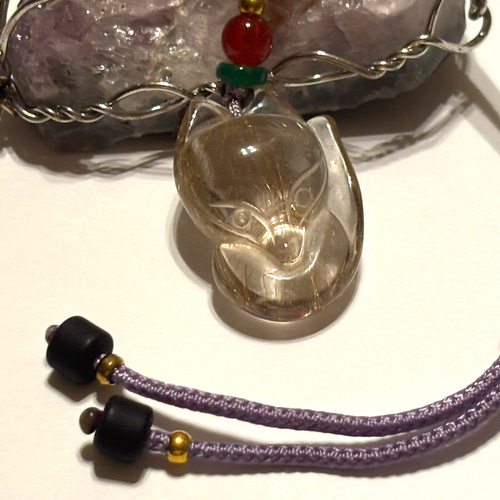 九尾のキツネルチルクォーツネックレス！ゴールドルチルと九尾のキツネ