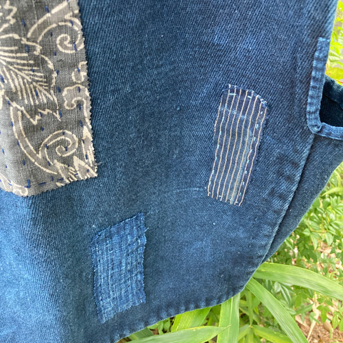 970 襤褸 野良着 ベスト 藍染 藍染め 古布 リメイク パッチワーク