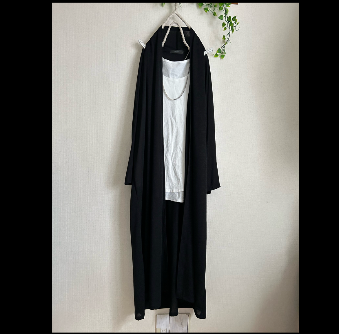 大人黒レーヨンニット長袖ドルマンロングカーディガン✸120cm