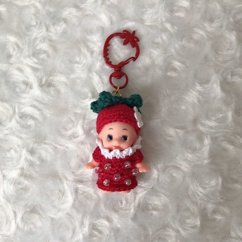いちごキューピー 人形 あみぐるみ 着ぐるみ キーホルダー あみぐるみ