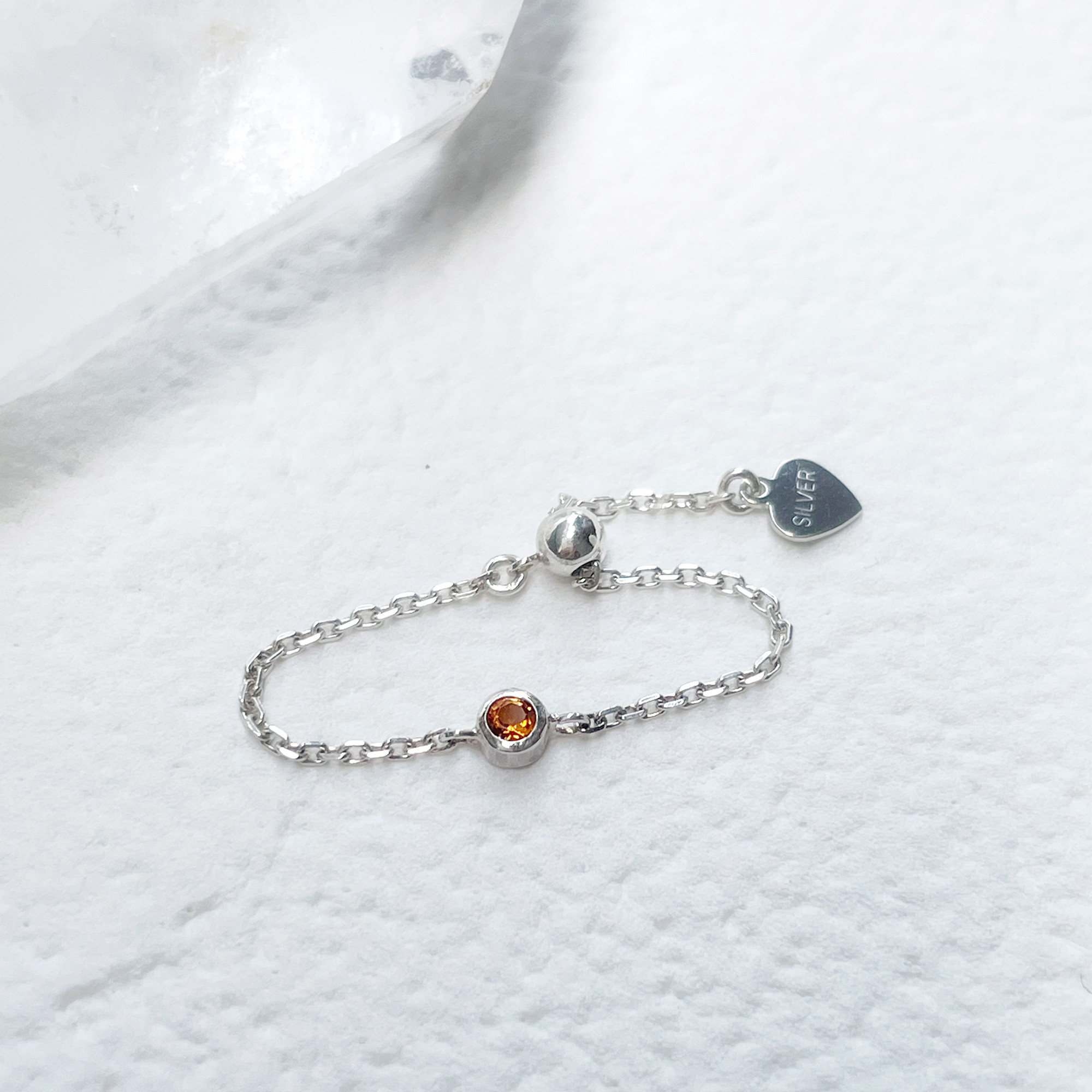 シルバー 誕生石（天然石） チェーンリング　Sサイズ