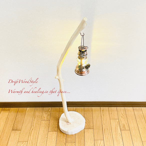 流木インテリア 無垢の流木を磨いた白い流木スタンド ランタンやエアプラントを飾れる置物 北欧 照明 N102 4枚目の画像