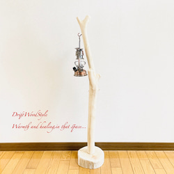 流木インテリア 無垢の流木を磨いた白い流木スタンド ランタンやエアプラントを飾れる置物 北欧 照明 N103 11枚目の画像