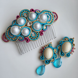 ソウタシエ フラメンコ アクセサリー セット グリーン ピアス（フック