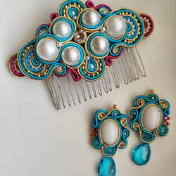 ソウタシエ フラメンコ アクセサリー セット グリーン ピアス（フック