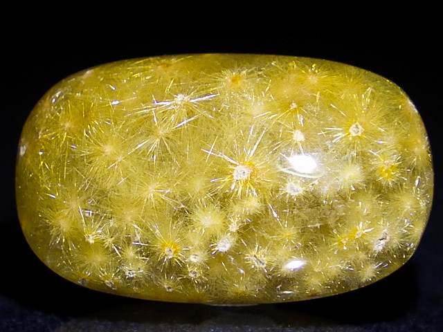 ★サンフラワールチルクォーツ★17ct/21ｍｍ★天然石太陽放射金針水晶★裸石ルースカボション★放射ルチル磨き石鉱物素材