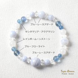 優しい波動で心を整えるお守り | ブルーレースアゲート、ムーンストーンの天然石パワー.ストーン ブレスレット 9枚目の画像