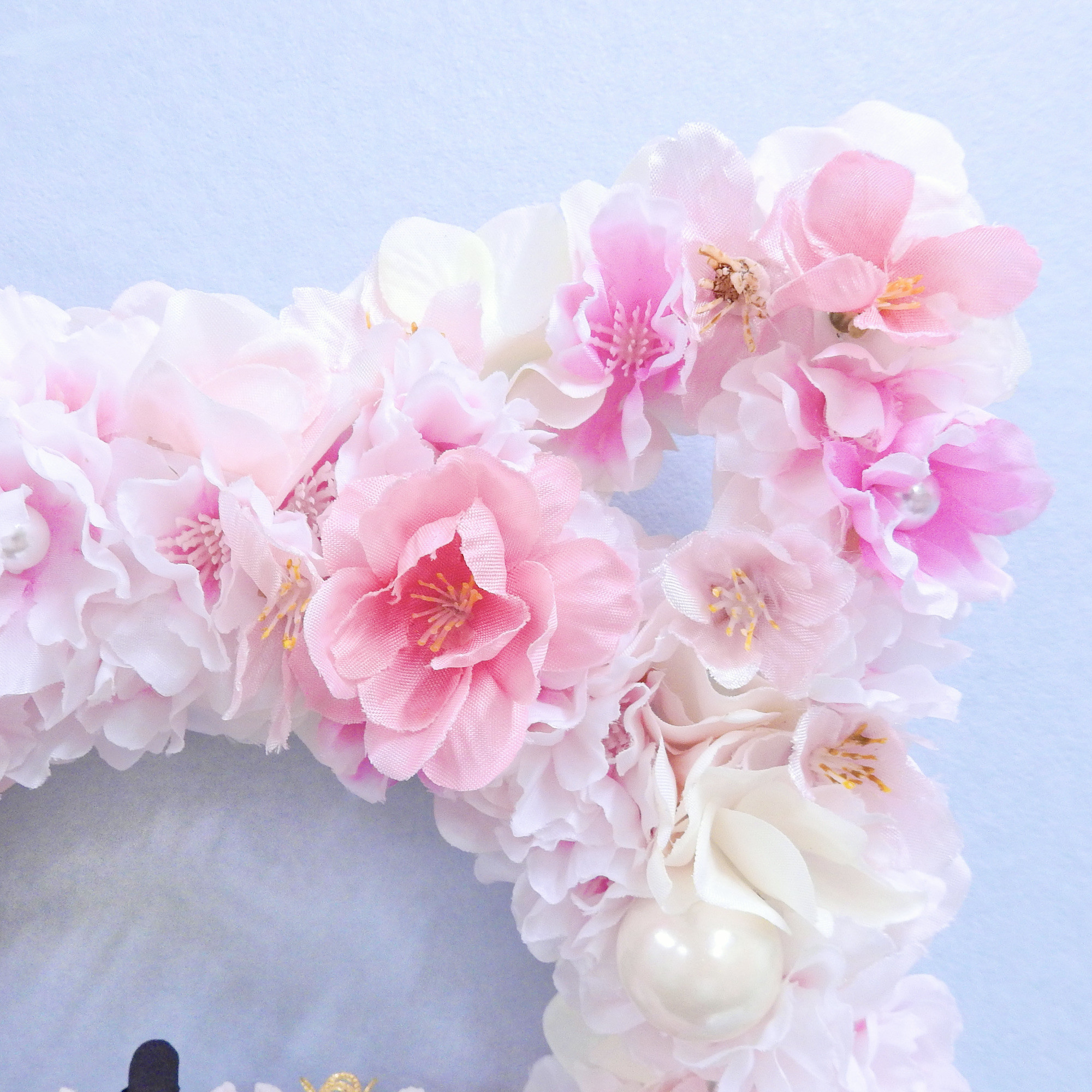 再販＊ネコリース ニャンコリース 満開の桜・桃の花 (お雛様・ひなまつり・結婚祝い・出産祝い) 抗ウイルス光触媒加工付