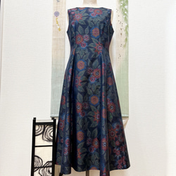 大島紬プリンセスラインワンピース 春袷 着物リメイク