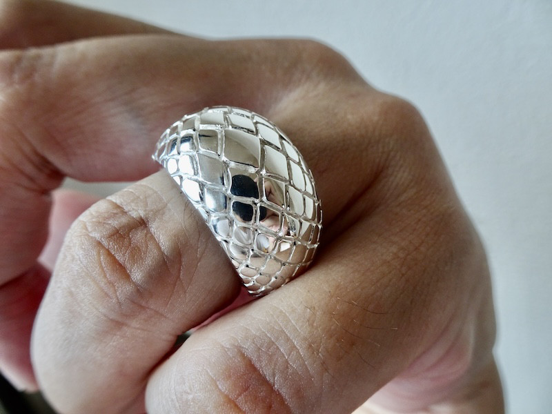 仁尾彫金『パイソン甲丸リング、燻無し』ハンドメイド432