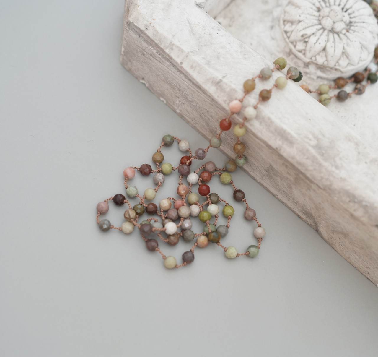 long necklace silk ジャスパー