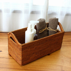 見せる収納に大活躍！ 足付き竹小物入れ (ダークグリーン