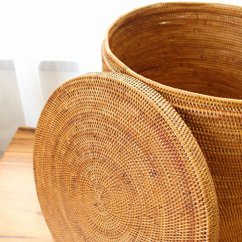 アタ　アタ製品　特大カゴ アタ特大バスケット 蓋付き アタ製 編み込み 可愛い オシャレ