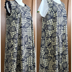 アフリカ布　ワンピース　アフリカンワンピース カンガのウェストギャザーワンピース（アフリカ布ワンピース