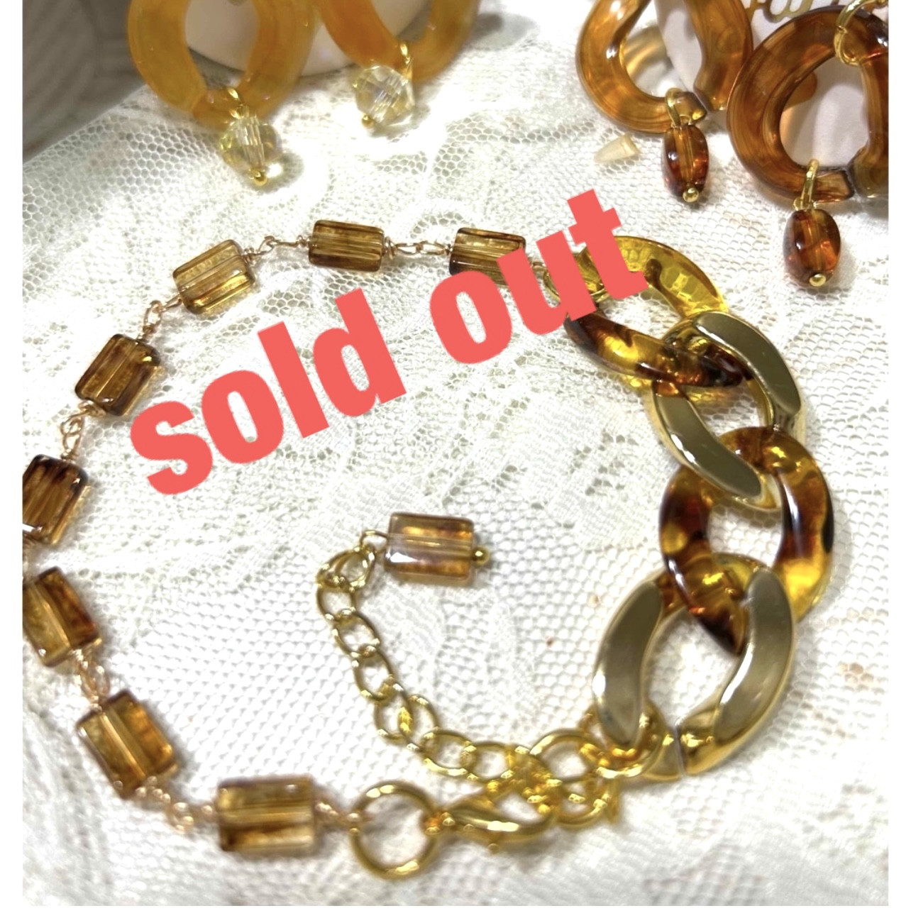 «769»◤完売◢アクリルチェーンブレスレット*べっ甲風カラー*軽い*大人なお洒落