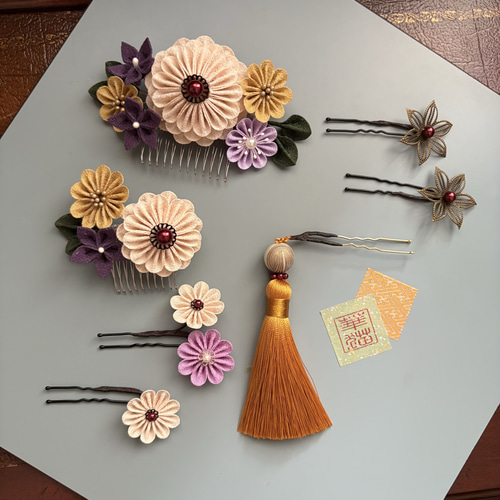 華猫【源氏物語シリーズ『藤壺』】成人式髪飾り つまみ細工髪飾り 送料