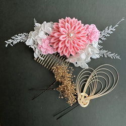 水引しめ縄飾り赤白×ダリア×プリザ しめ縄・しめ飾り MAMO 通販