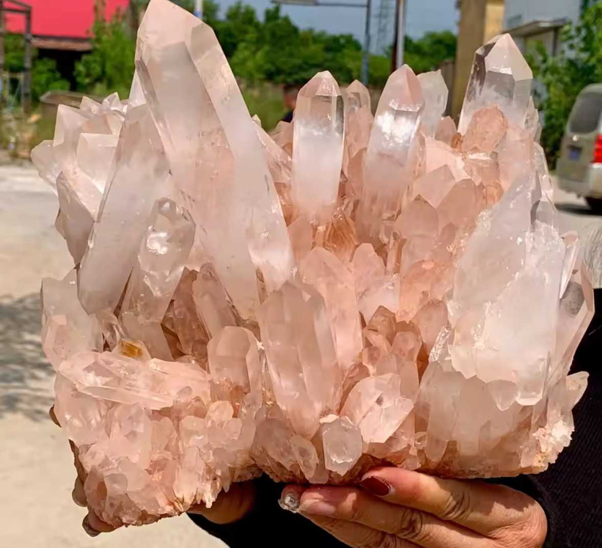 【心を癒す】天然石  インテリア 飾り 癒し 恋愛 ローズクォーツ900g〜1kg