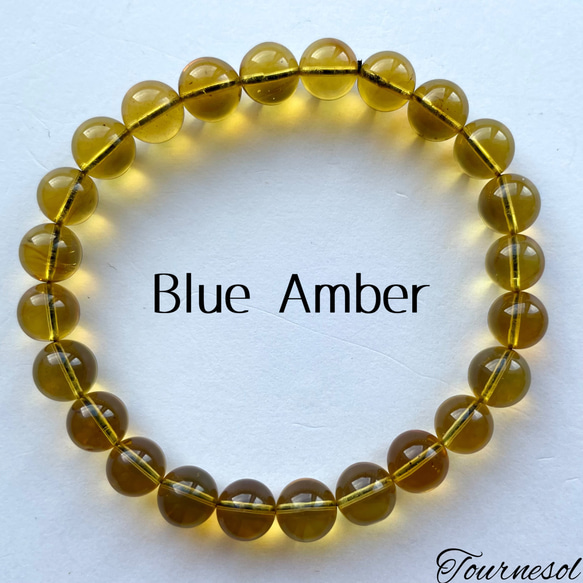 送料無料】 天然石 ブルーアンバー アンバー 琥珀 ブレスレット