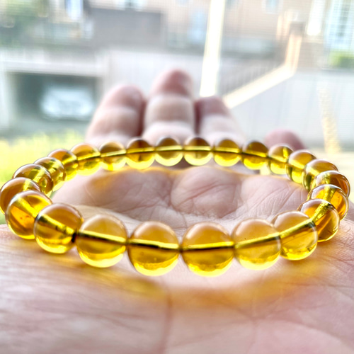 送料無料】 天然石 ブルーアンバー アンバー 琥珀 ブレスレット