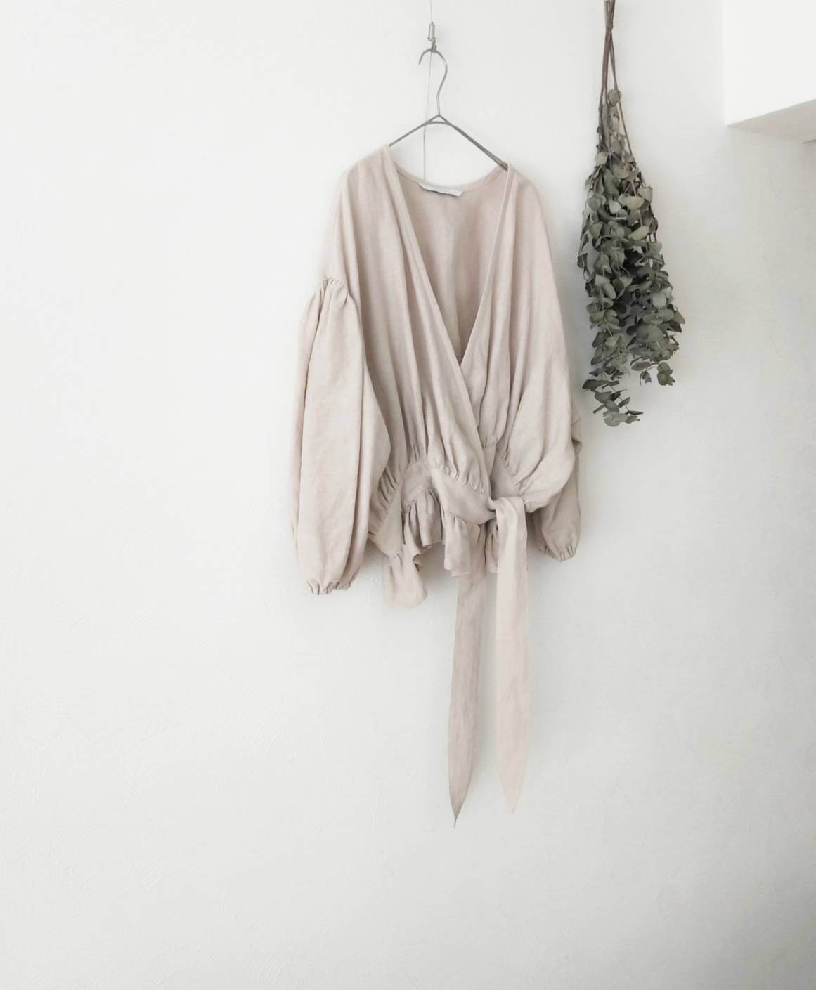 カシュクールフリルリネンボレロ/ベージュ