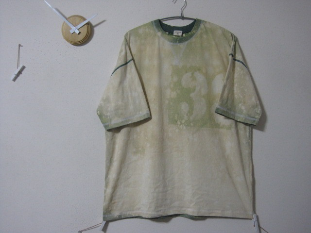１点物　タイダイ風グランジ　リンガーT【33】グリーン　ビックシルエット/リンガー/ダーク/ワンピース/ガゼット
