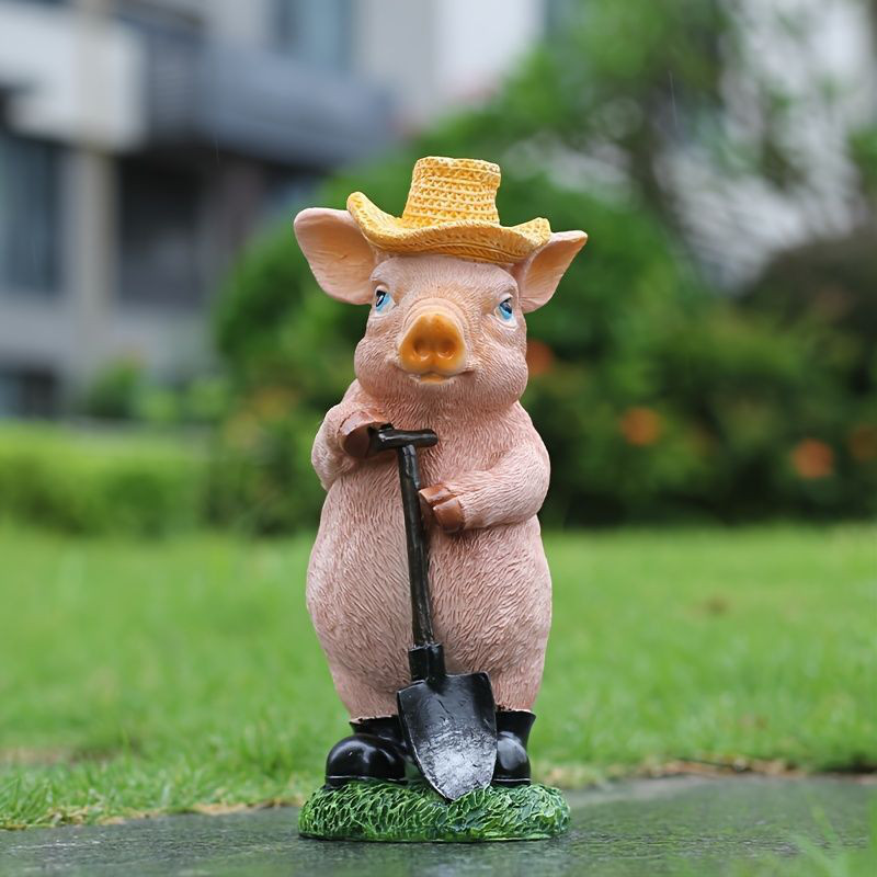 置物 オブジェ ガーデンオーナメント シャベルを持っているブタ ぶた 豚 屋外 屋内 室内 インテリア 玄関 リビング