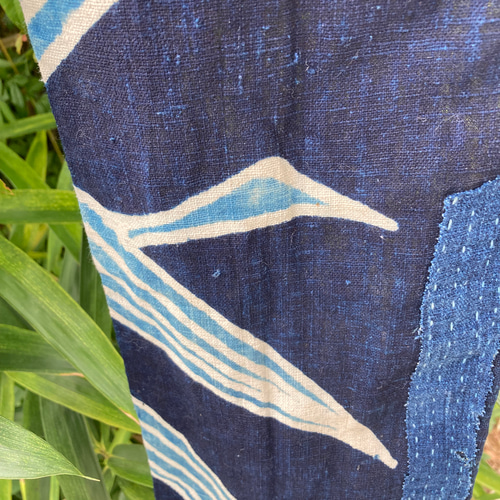 971 襤褸 ストール 古布 リメイク 藍染 藍染め 筒描き パッチワーク