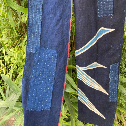 971 襤褸 ストール 古布 リメイク 藍染 藍染め 筒描き パッチワーク