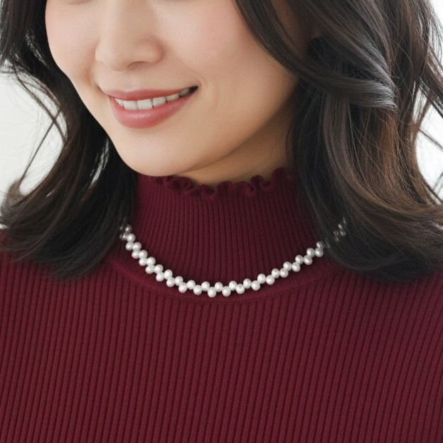 ＊レースのような淡水パールネックレス＊フォーマルにもカジュアルにも使える＊サージカルステンレス留め具＊金アレ対応